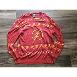 BoxLunch Men's Flash Red Lighting Bolt Long Sleeve Sweater / Size XXL Christmas